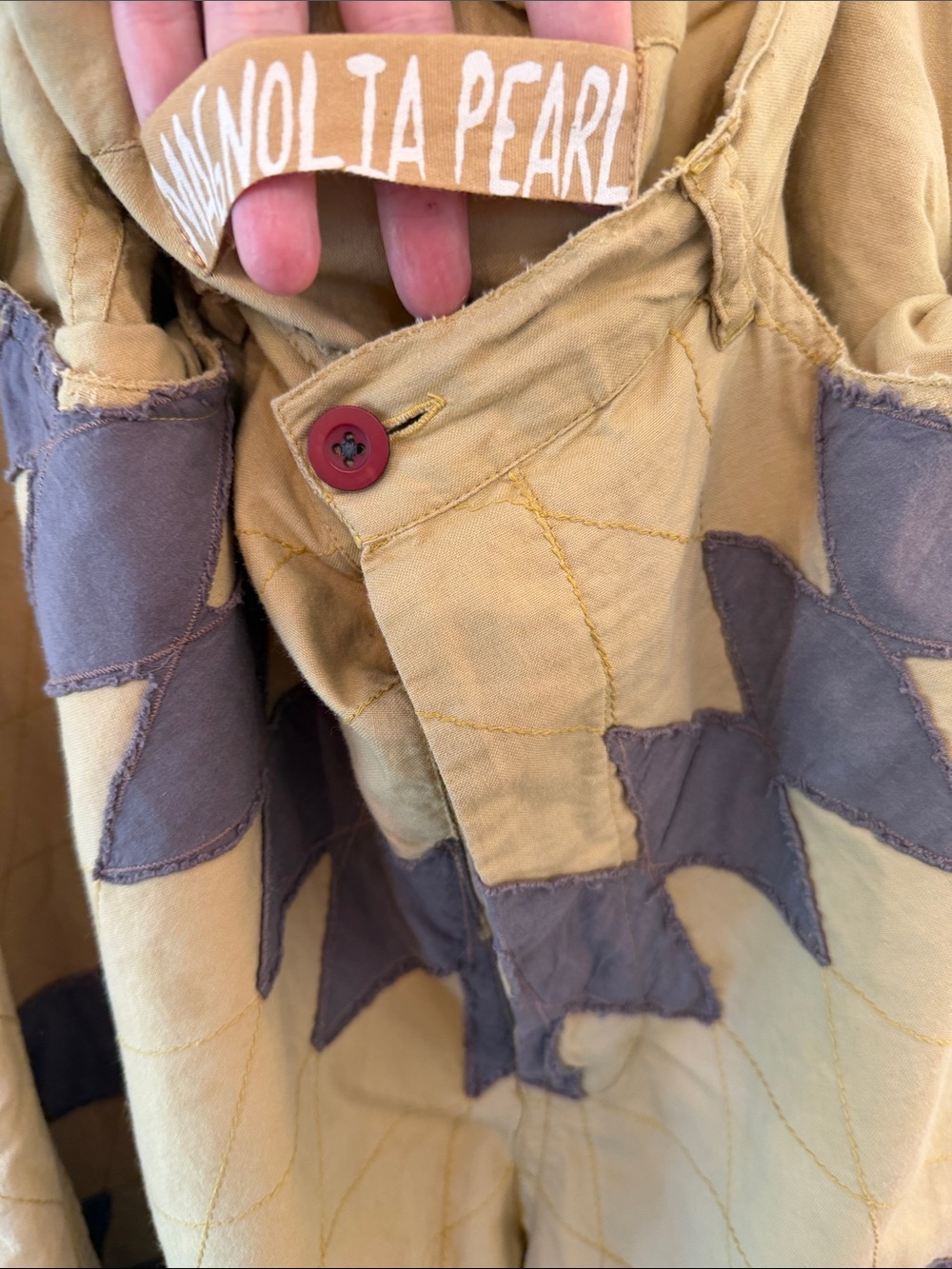 Magnolia Pearl tan soft yellow & grey patchwork pants - Picture 2 of 10